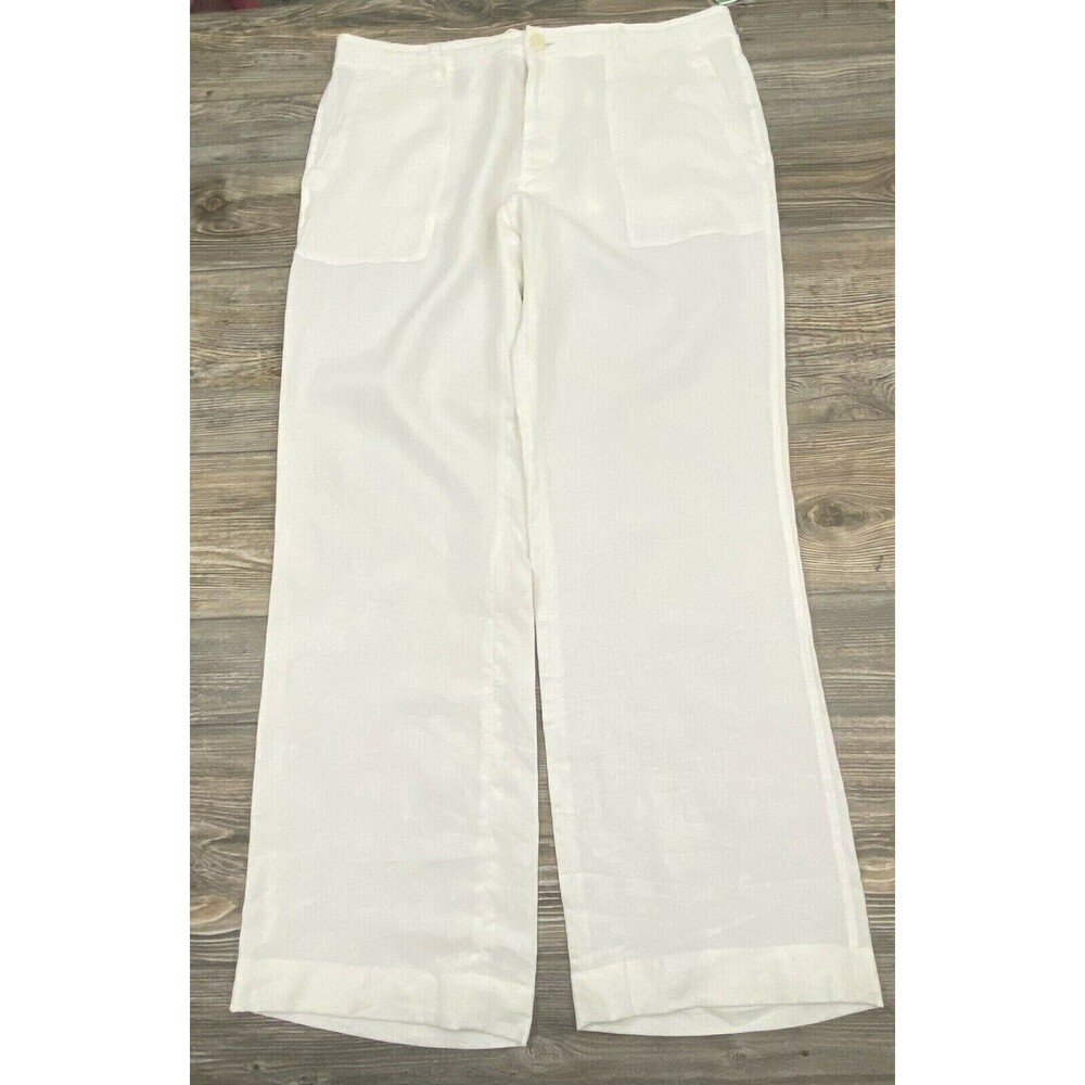 I.N.C. International Concepts Women's Ivory Linen Pants Size Large‎ Beach Summer